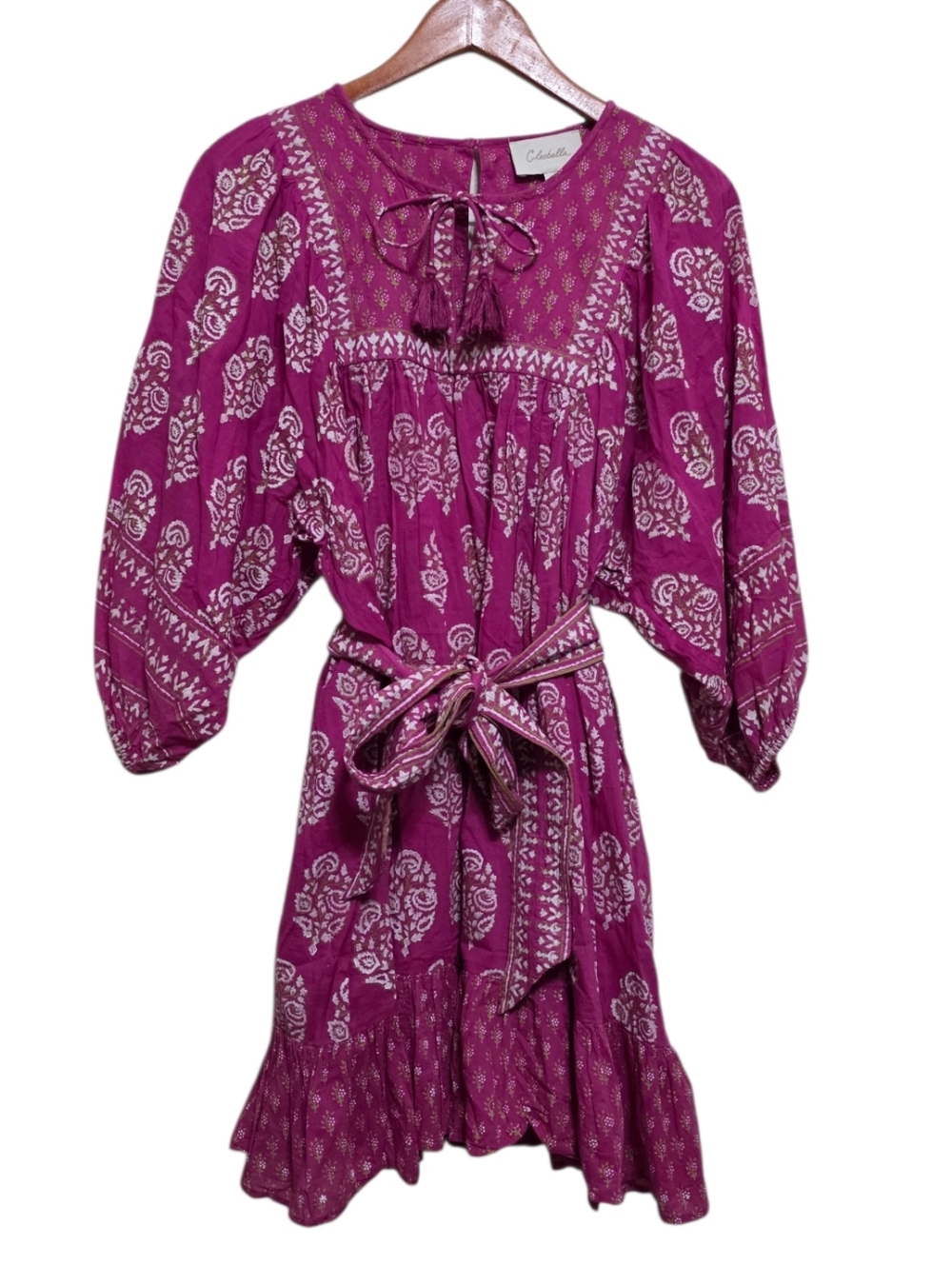 Cleobella Magdalena Mini Dress in Pink Block Print Size Large - Picture 4 of 7
